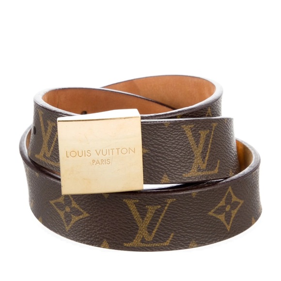 Louis Vuitton LV Vintage Monogram Ceinture Square Gold Buckle Belt - Picture 1 of 12